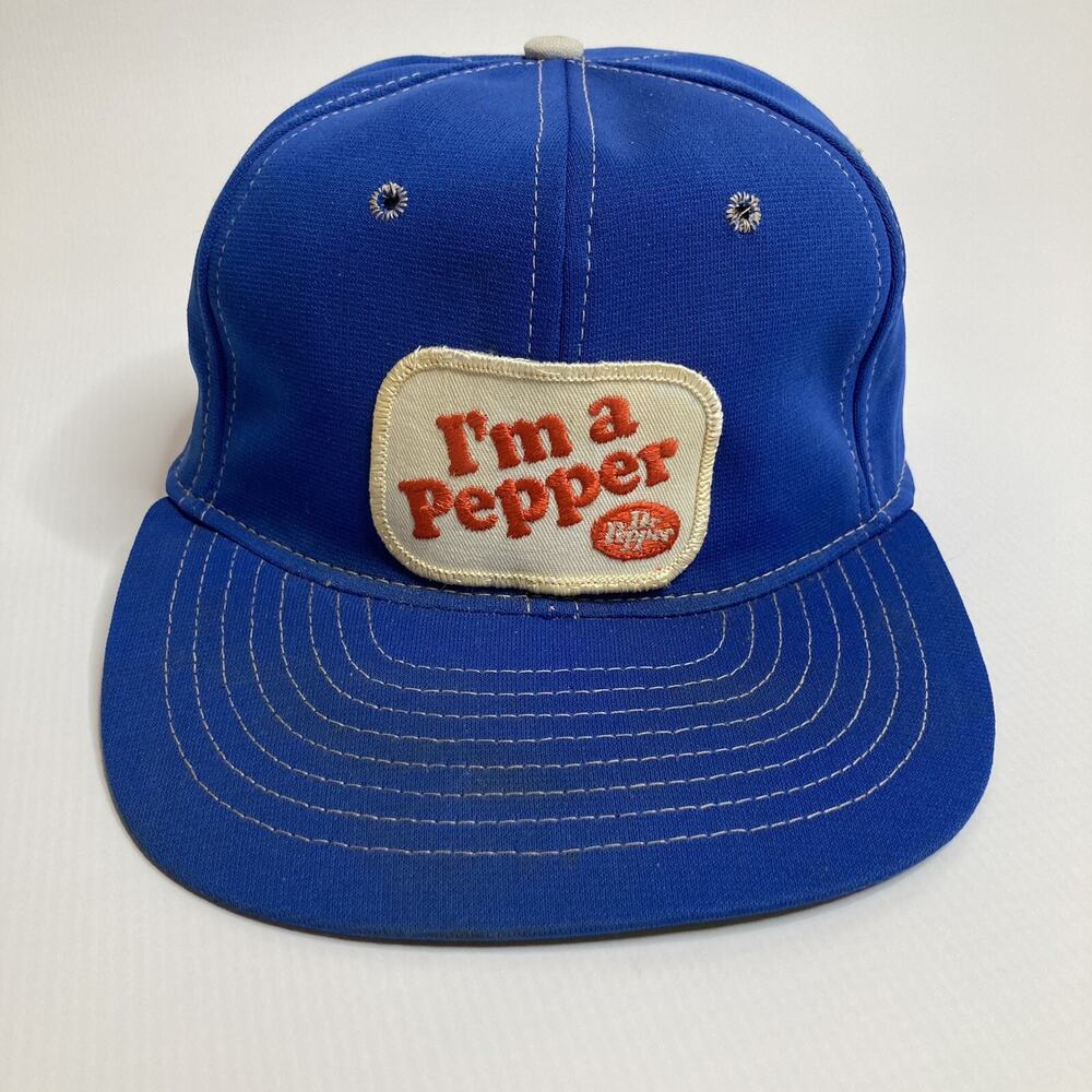 Vintage Blue Dr. Pepper, I’m A Pepper, MLB Snapback Hat Baseball Cap 6 5/8-7 1/4